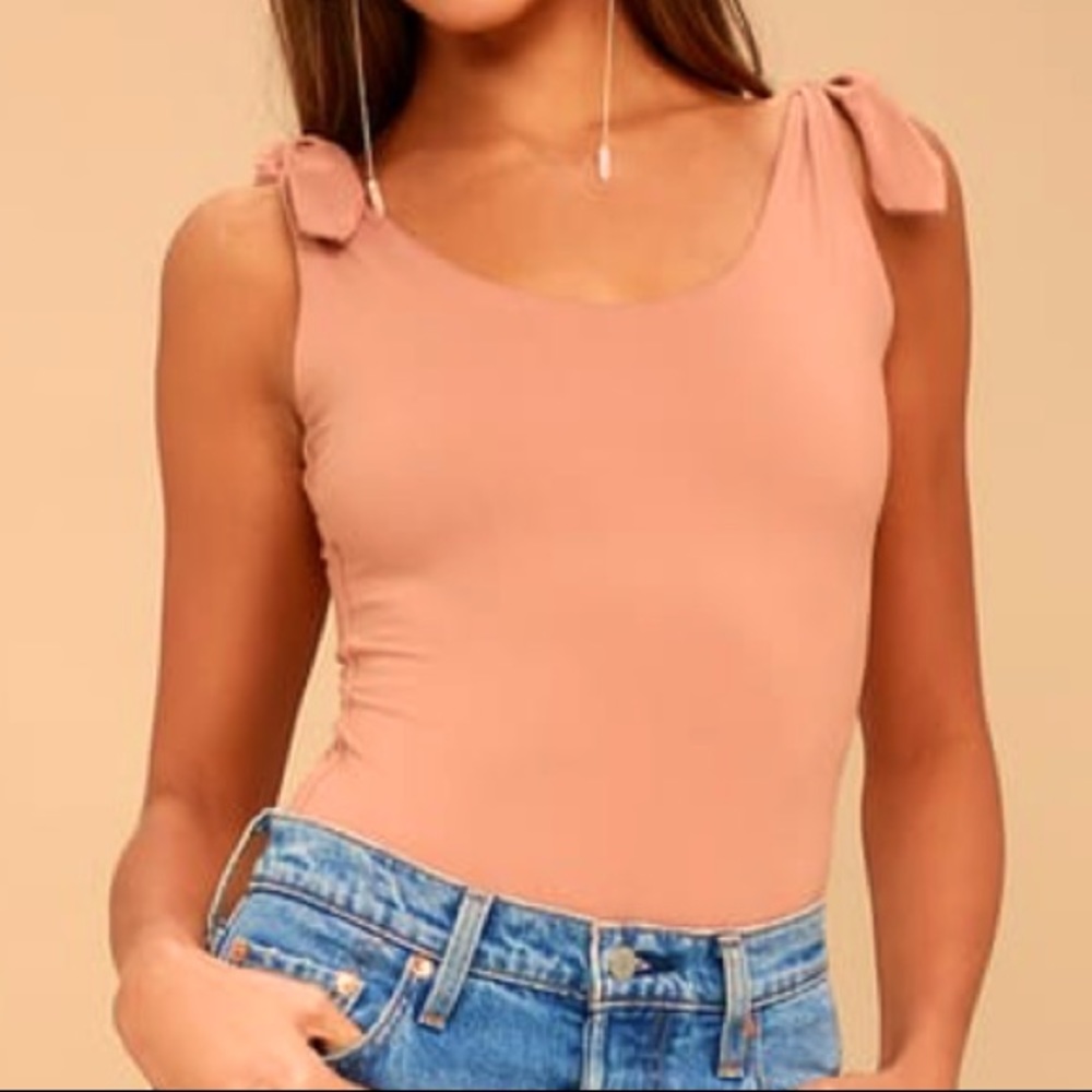 New mauve pink tie strap bodysuit